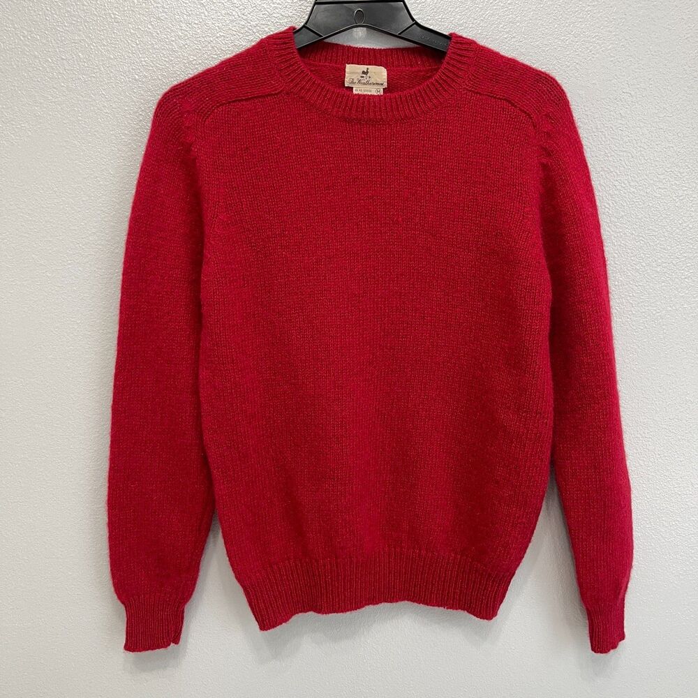 The Weathervane Men's Sweater Medium‎ Red 100% Shetland Wool
